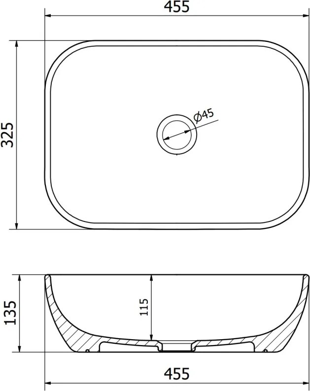 Mexen Rita opzetwastafel 45 x 32 cm, wit/zwart patroon - 21084586