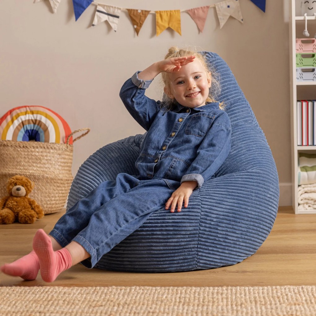 Chillz Kinder Zitzak Corduroy - Denim Blauw