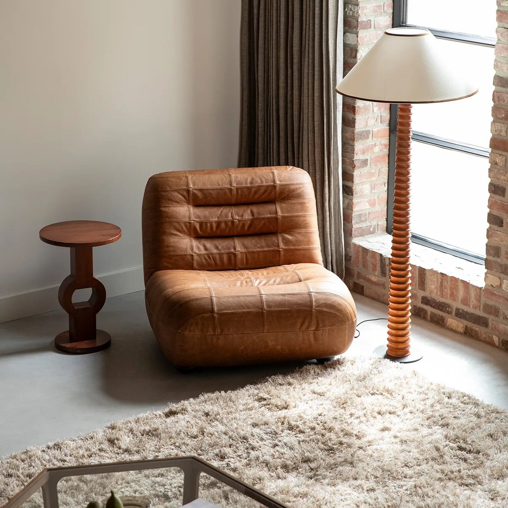 Dutchbone Wyatt Leren Lounge Fauteuil Cognac