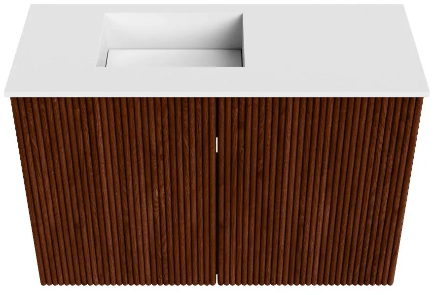 Mondiaz Joya 60cm toiletmeubel ruby met wastafel faye links 1 kraangat talc