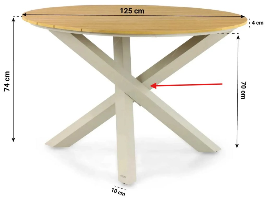 Tuinset 4 personen 125 cm Aluminium Zand/Beige Lifestyle Garden Furniture Lecce/Ancona