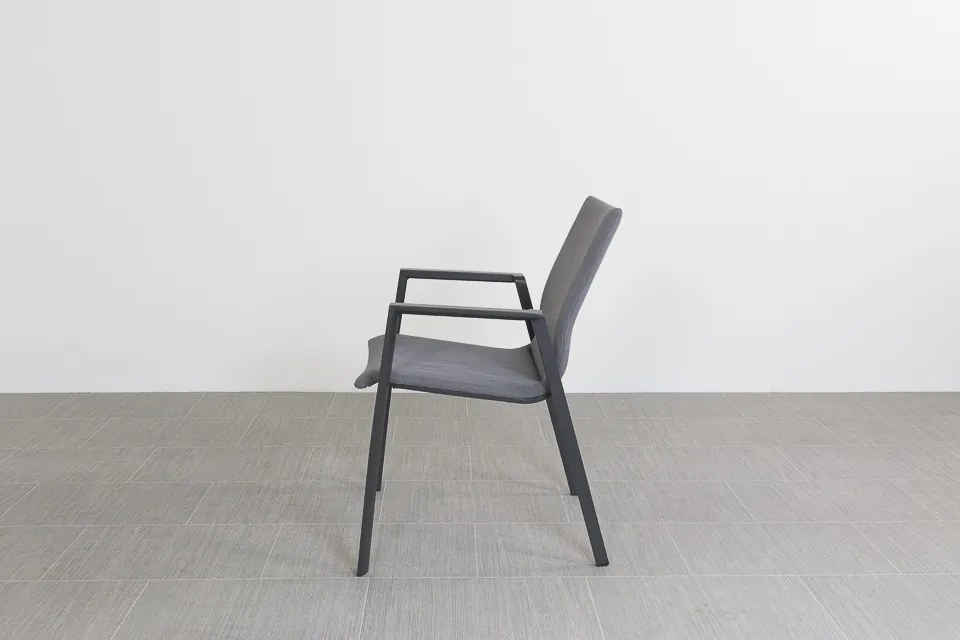 Lima/Alma 6-persoons stapelbare tuinset 160x90 cm. - Antraciet