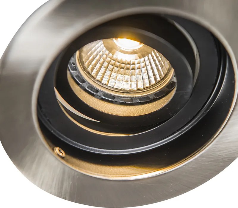 Smart moderne inbouwspot staal met zwart incl. Wifi GU10 - Rondoo