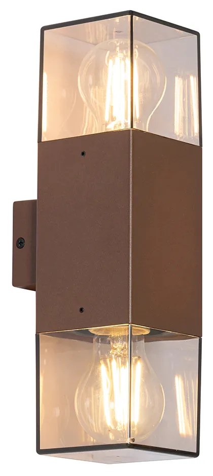 Buiten wandlamp roestbruin met smoke kap 2-lichts IP44 - Denmark Industriele / Industrie / Industrial E27 IP44 Buitenverlichting