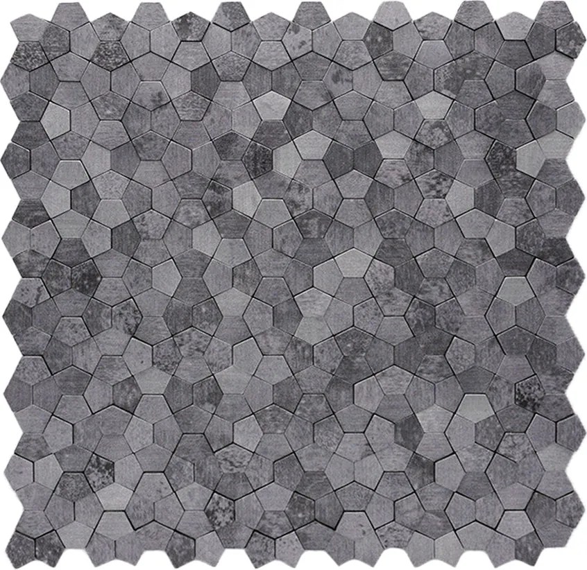Zelfklevende Mozaïektegels Metaal | Pentagon 3D Grijs | 28,2×28,2 cm | Keuken, Bad & WC