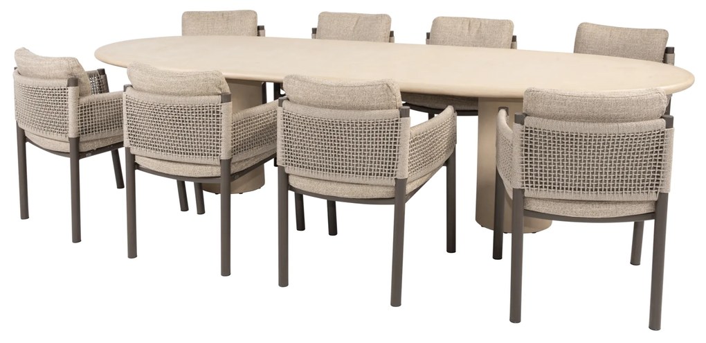 Hampton Savanne dining tuinset 300x110xH75 cm 9 delig mortex terre 4 Seasons Outdoor