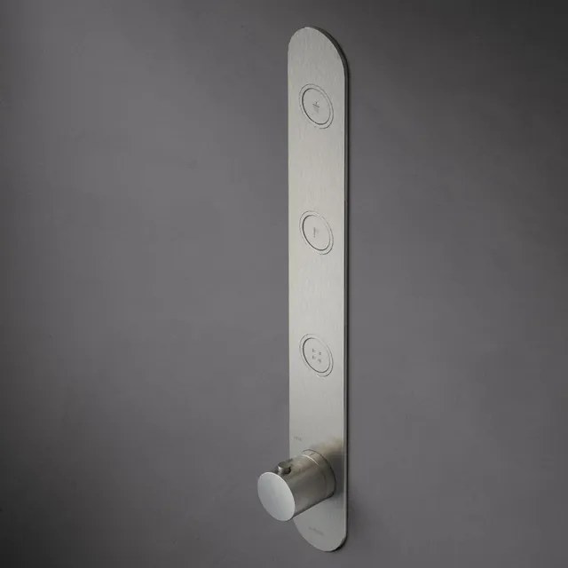 Hotbath Cobber afbouwdeel inbouwthermostaat met 3 pushbuttons verticale plaatsing geborsteld nikkel PB050EXTGN