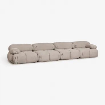 4-delige Modulaire Bank In Vacuüm Verpakt Bouclé Kendall Bouclé Chocoladebruin - Sklum