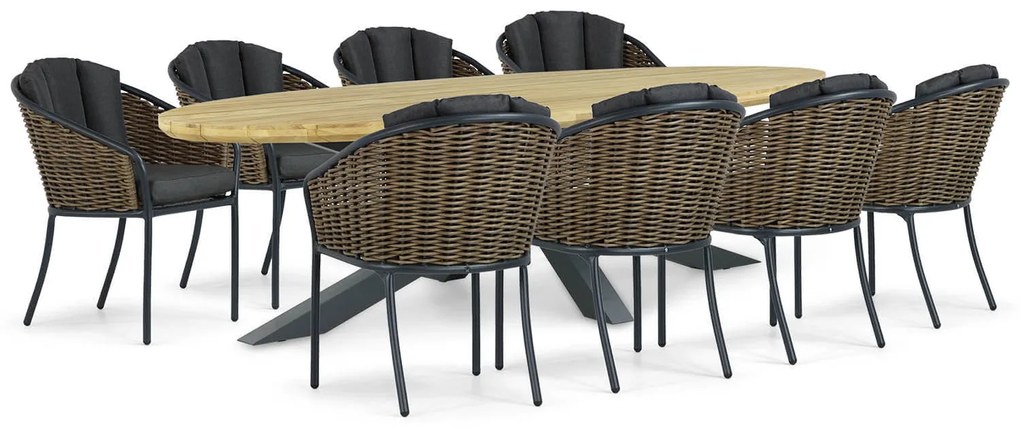 Tuinset 8 personen 280 cm Aluminium/wicker Grijs Santika Furniture Santika Tika