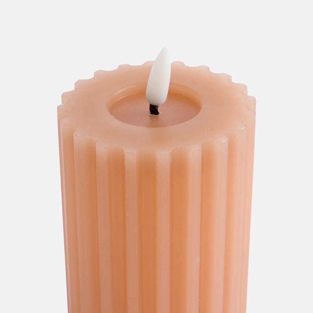 Gestreepte wax LED kaars H14,8 cm, Caspar