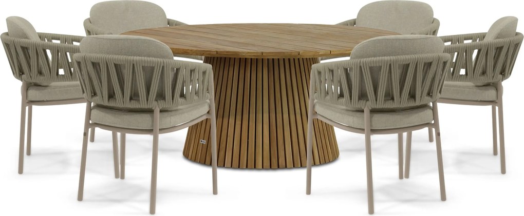 Tuinset Rond 6 personen Rope Zand/Beige 4 Seasons Outdoor Calma/Fungo