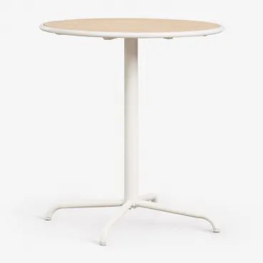 Ronde Tuintafel Ø65 Cm Van Staal En Acaciahout Tilda Gardenia Wit - Sklum