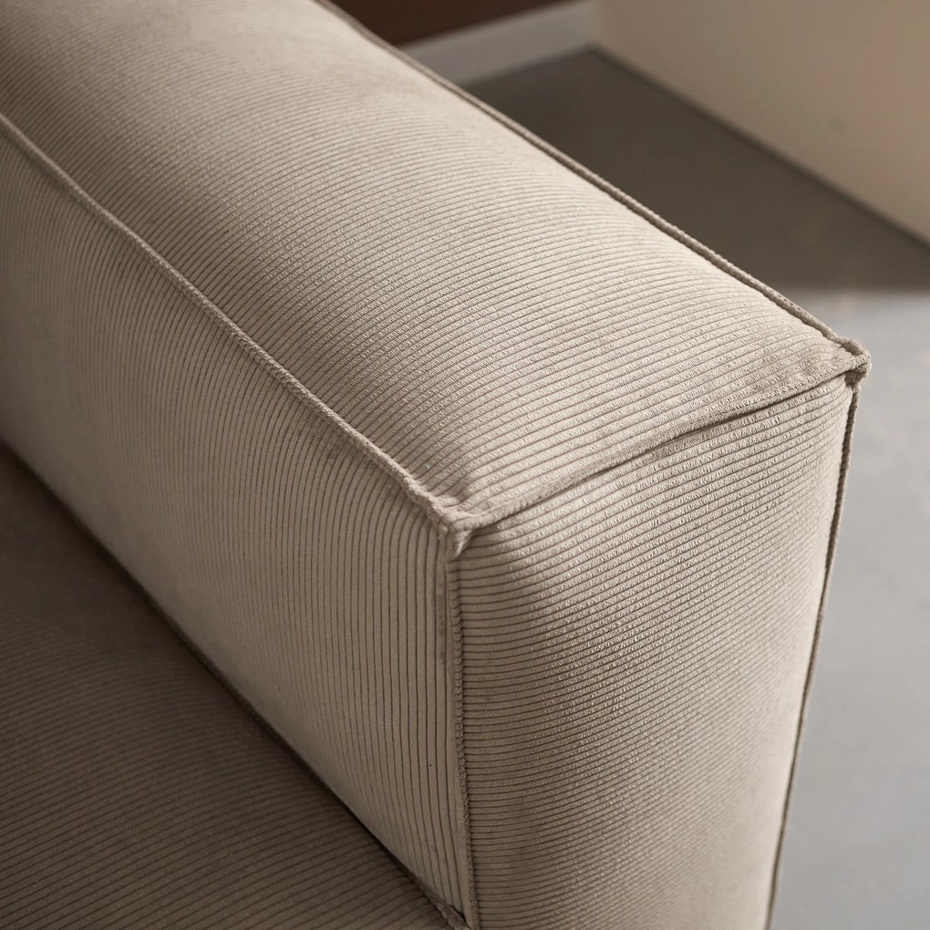 Beige Rib Bank Met Chaise Longue Links