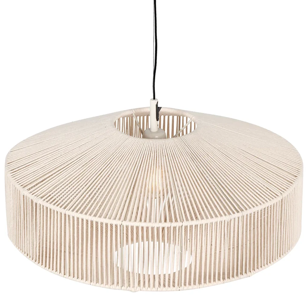 Japandi hanglamp bruin touw 61cm - SveaJapandi E27 rond Binnenverlichting Lamp