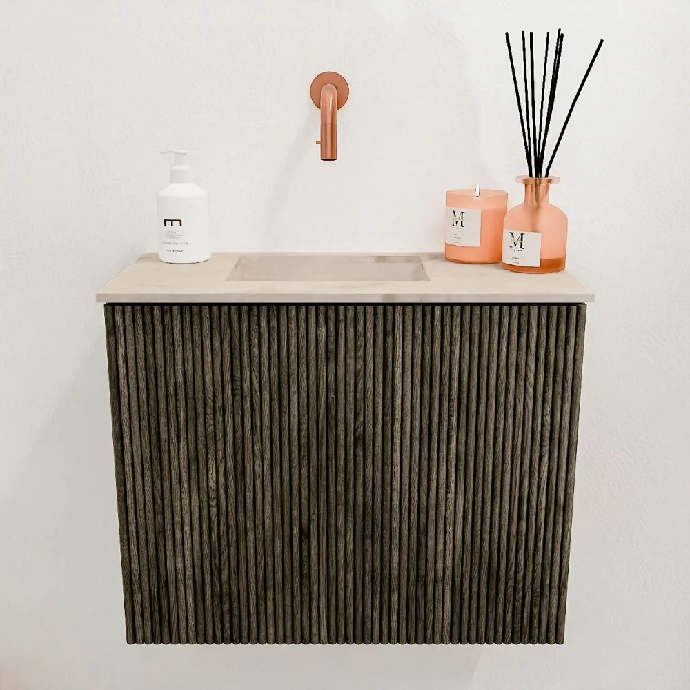 Mondiaz Joya DLux 50cm toiletmeubel shadow met wastafel faye links zonder kraangat frappe