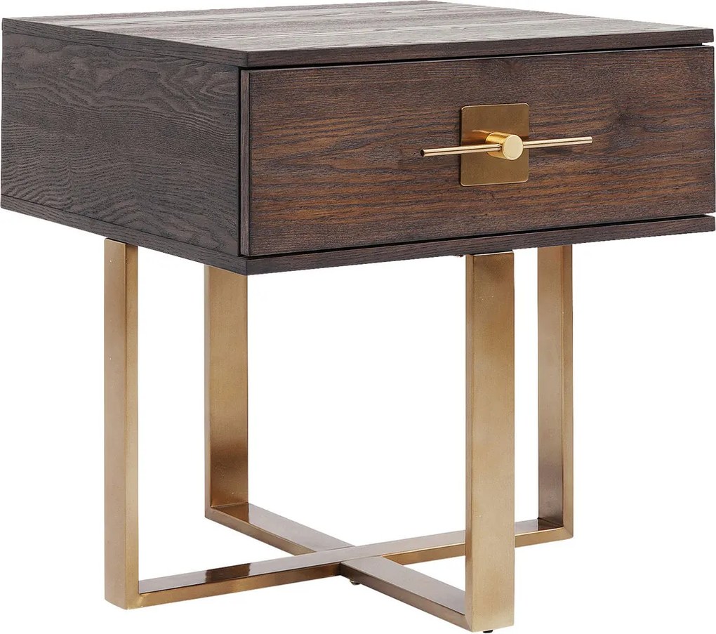 Nachtkastje Hout Met Messing - 55x55x60cm.