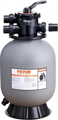 VEVOR Zandfiltersysteem 132 L/min Debiet Filtersysteem 406,4 mm Zandfilter 38 mm Inlaat/Uitlaatdiameter Filtertank HDPE Materiaal 7-weg Meerwegklep 400x400x820mm