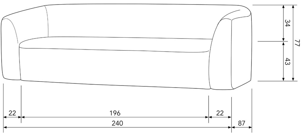 BePureHome Sloping 3-zits Bank Off White Melange