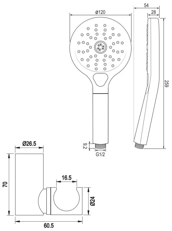 Brauer Chrome Edition thermostatische badkraan met wandhouder en 3 standen handdouche chroom