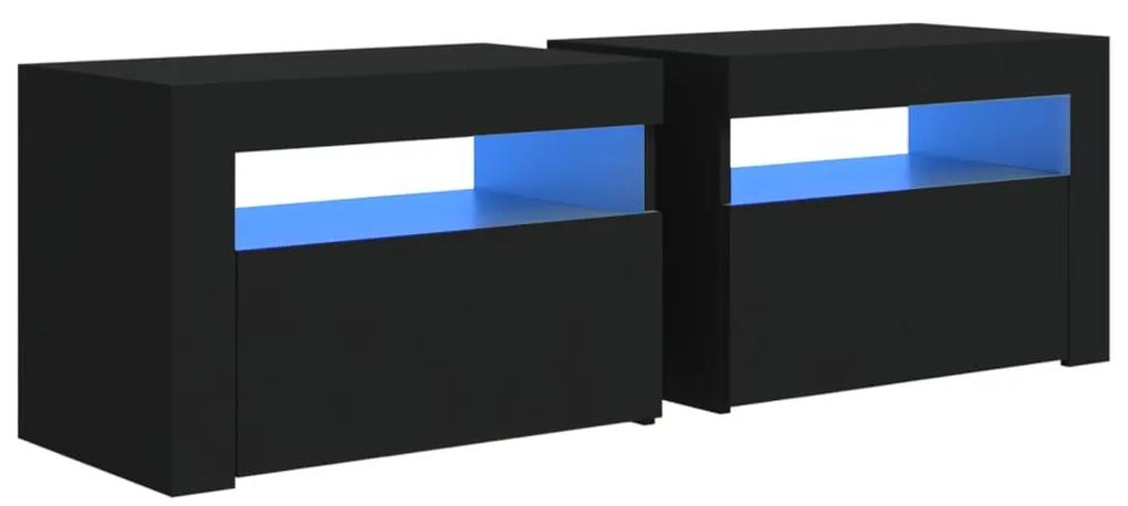 vidaXL Nachtkastjes 2 st met LED's 60x35x40 cm zwart