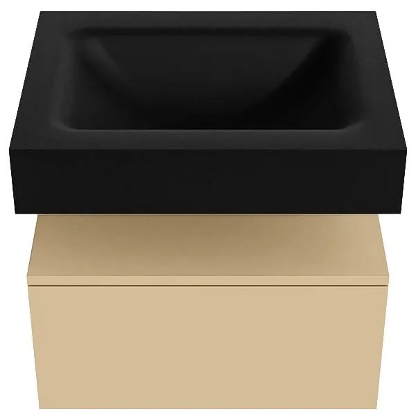 Zaro Alan badmeubel 60cm sand 1 lade met vrijhangende wastafel cloud midden zonder kraangat urban