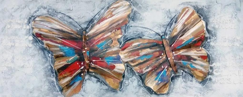 Schilderij - Handgeschilderd - Vlinders 2, 150x60cm