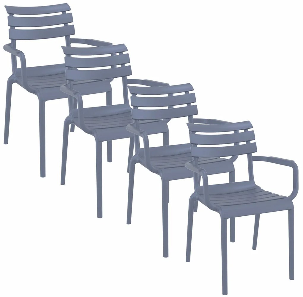 Paris tuinstoel donker grijs - 4 stuks