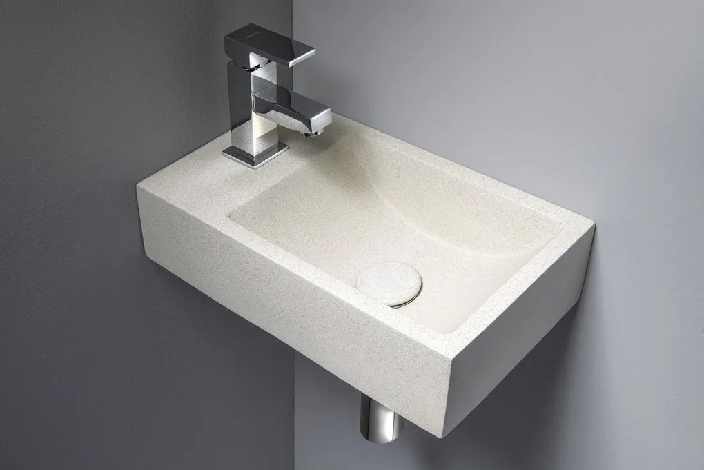 Fontana Crest toiletmeubel ribbelfront kasteel bruin 40x22cm met beige fontein links