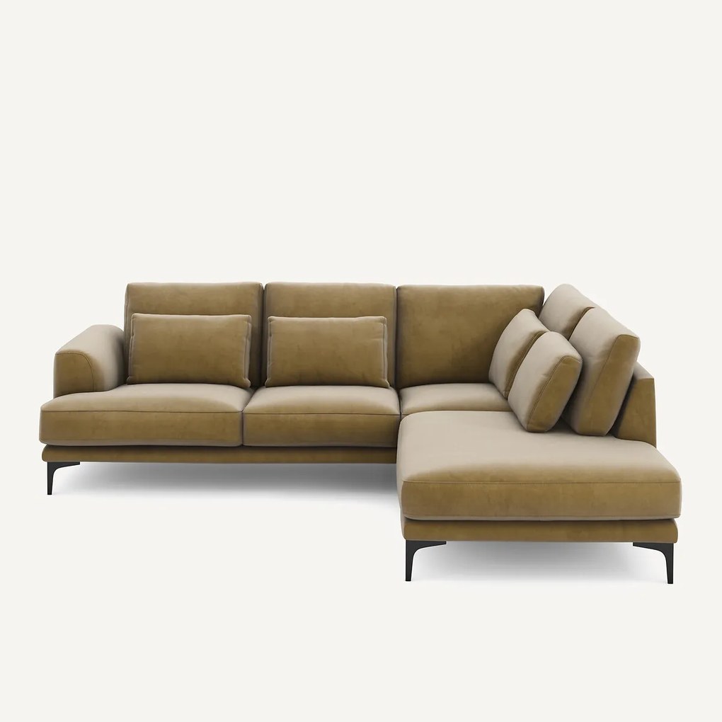 Linkse hoekbank met leuning in fluweel, Marsile