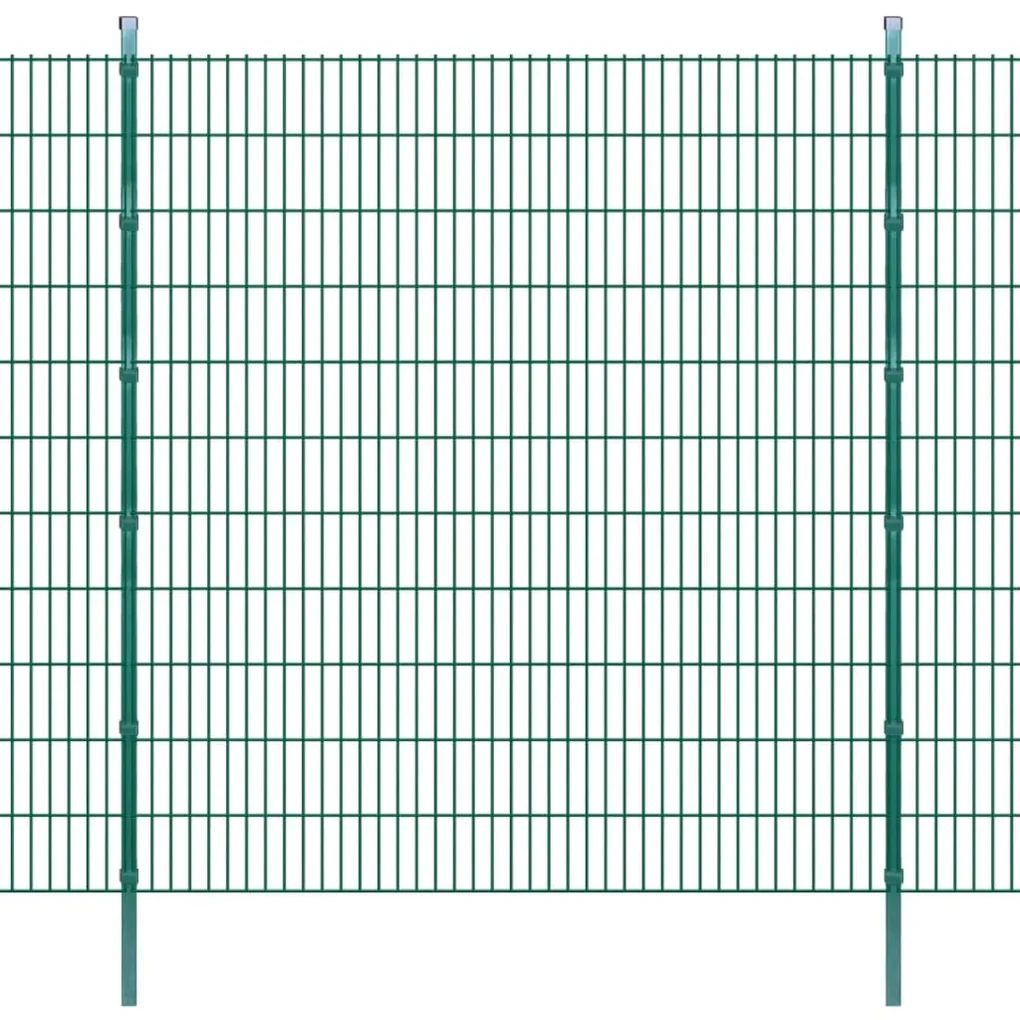 vidaXL Dubbelstaafmatten en palen 2008x2230 mm 4 m groen
