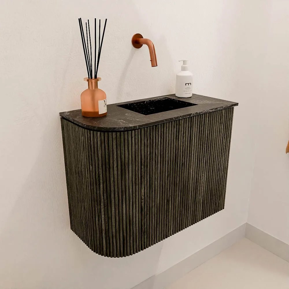Mondiaz Joya DLux 50cm toiletmeubel ronding links shadow met wastafel faye rechts zonder kraangat lava
