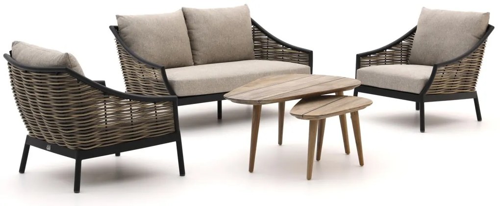 + 15% kassakorting | Stoel-bank loungeset Apple Bee | 4 personen | Loungeset Zwart | Aluminium | Kees Smit Tuinmeubelen