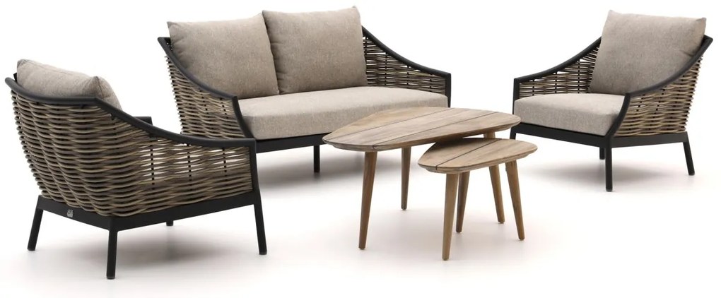 Stoel-bank loungeset Apple Bee | 4 personen | Loungeset Zwart | Aluminium | Kees Smit Tuinmeubelen