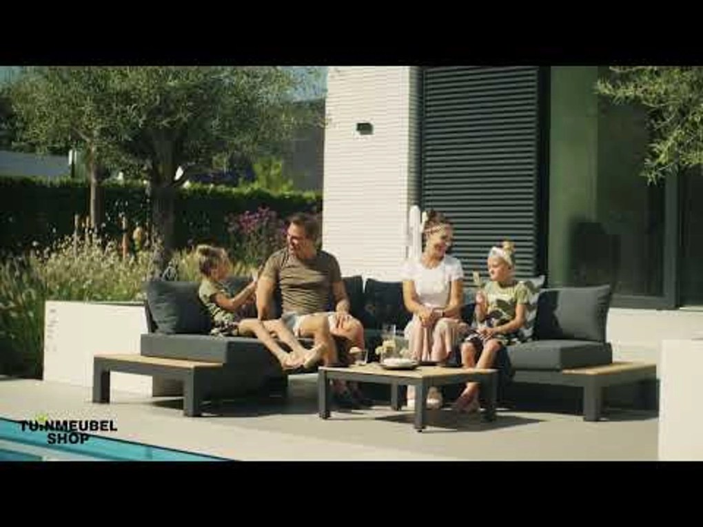 Loungeset 5 personen Aluminium/Teak Grijs Lifestyle Garden Furniture Ravalla