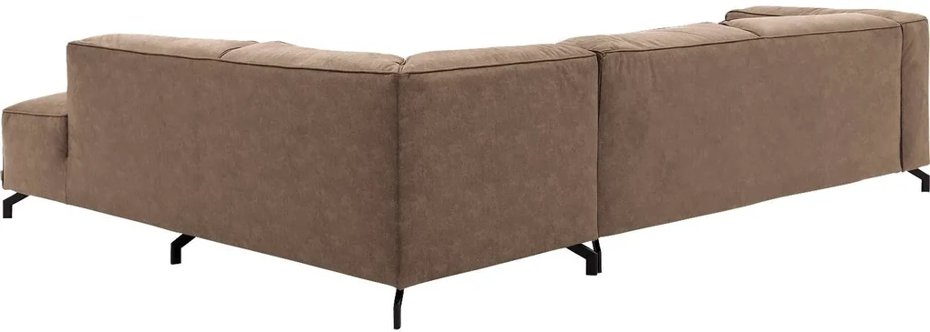 Goossens Bank Calvin bruin, micro leer, 3,5-zits, modern design met ligelement rechts