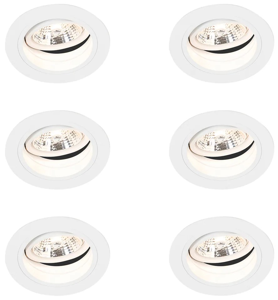 Set van 6 Ronde inbouwspot wit verstelbaar - Chuck 70