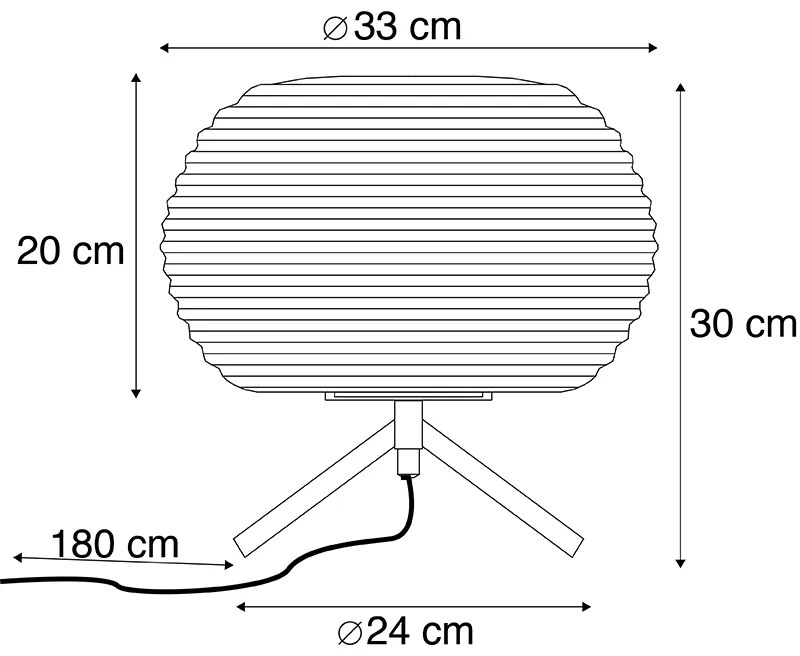 Design tafellamp zwart 33 cm met opaal glas - Hero Design E27 rond Binnenverlichting Lamp