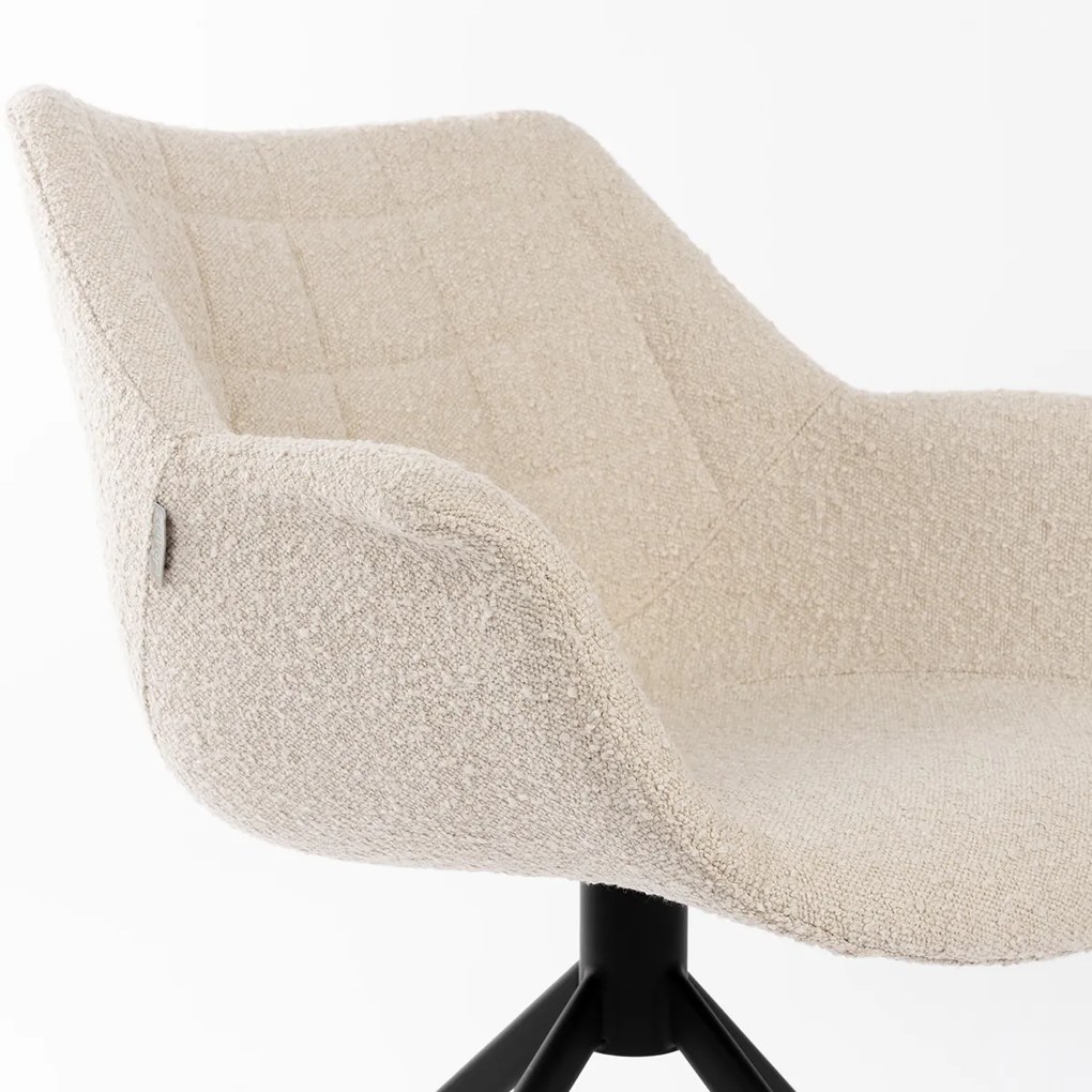 Zuiver Doulton Swivel Design Eetkamerstoel Draaibaar Wit Boucle