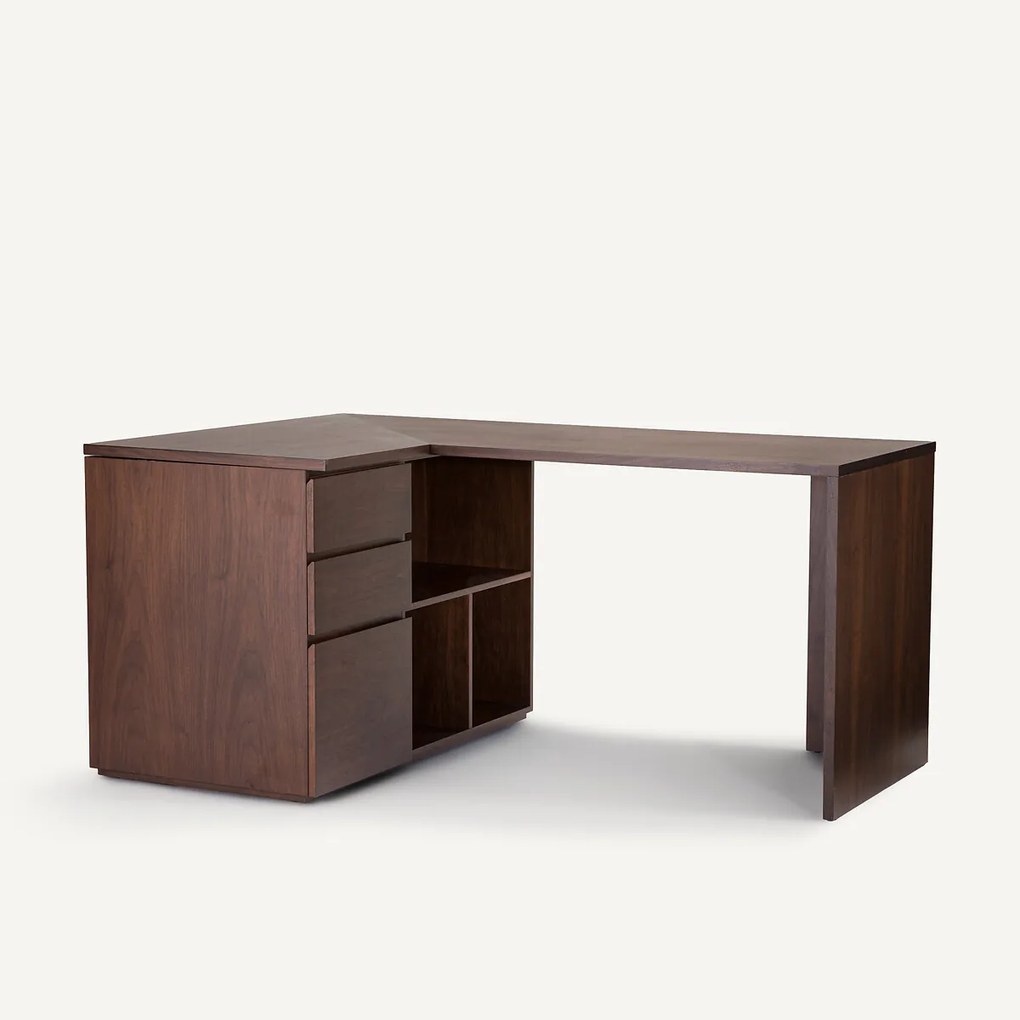 Hoektafel, notenhoutfineer lengte 165 cm, Working