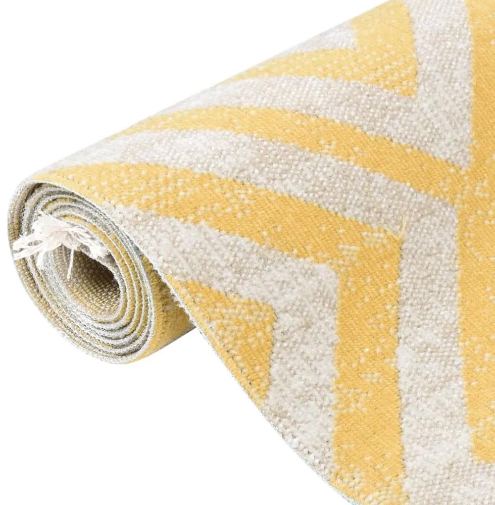 vidaXL Buitenkleed platgeweven 80x150 cm geel en beige