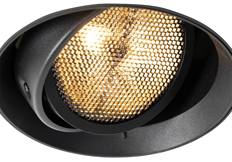 Moderne inbouwspot zwart GU10 AR111 rond trimless - Oneon Honey Modern GU10 Binnenverlichting Lamp