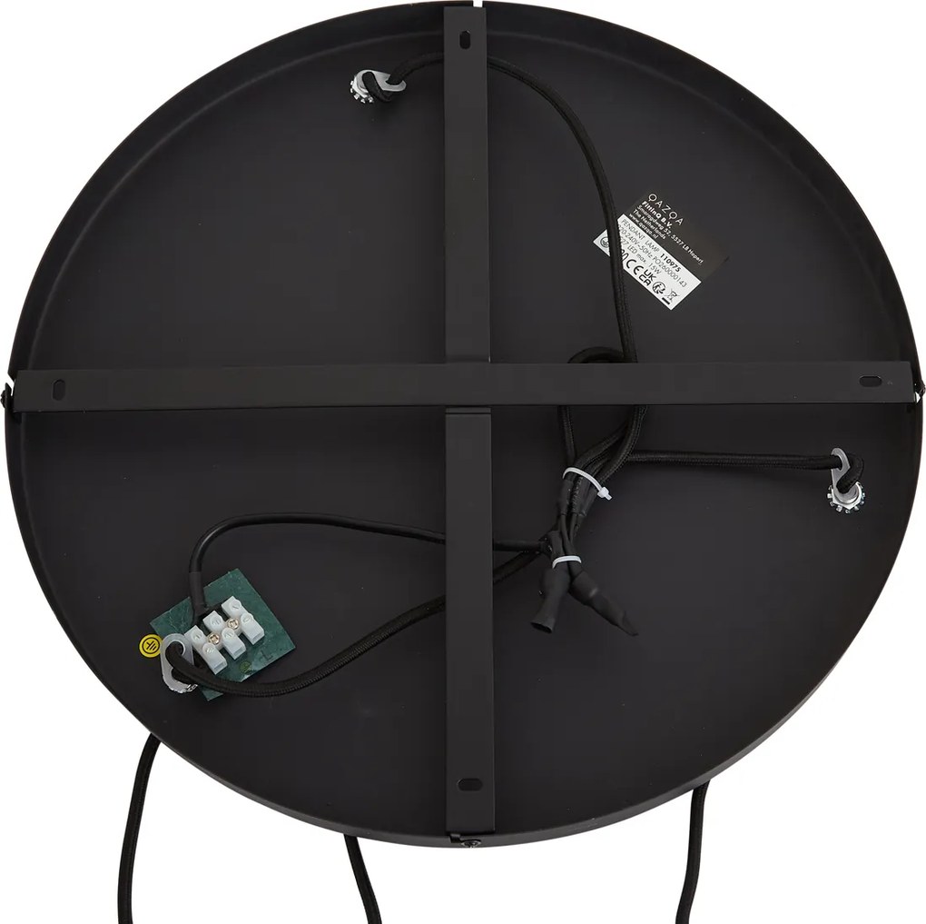 Japandi hanglamp zwart met witte linnen kap 3-lichts - Rieu