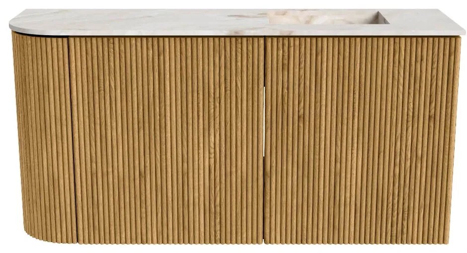 Mondiaz Joya DLux 80cm toiletmeubel ronding links oak met wastafel faye rechts 1 kraangat frappe