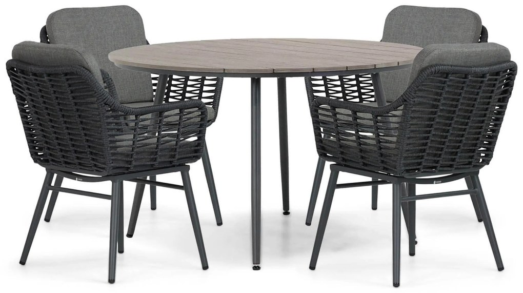 Tuinset Ronde Tuintafel 4 personen 125 cm Aluminium/rope Grijs Coco Antoni/Matale