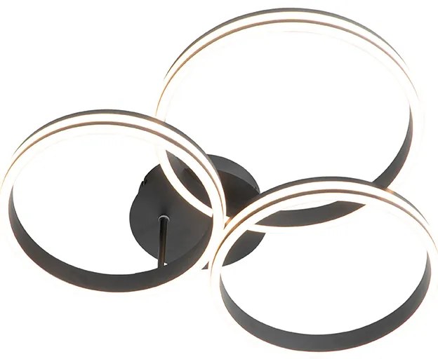 Plafondlamp zwart incl. LED 3-staps dimbaar 3-lichts - Navara