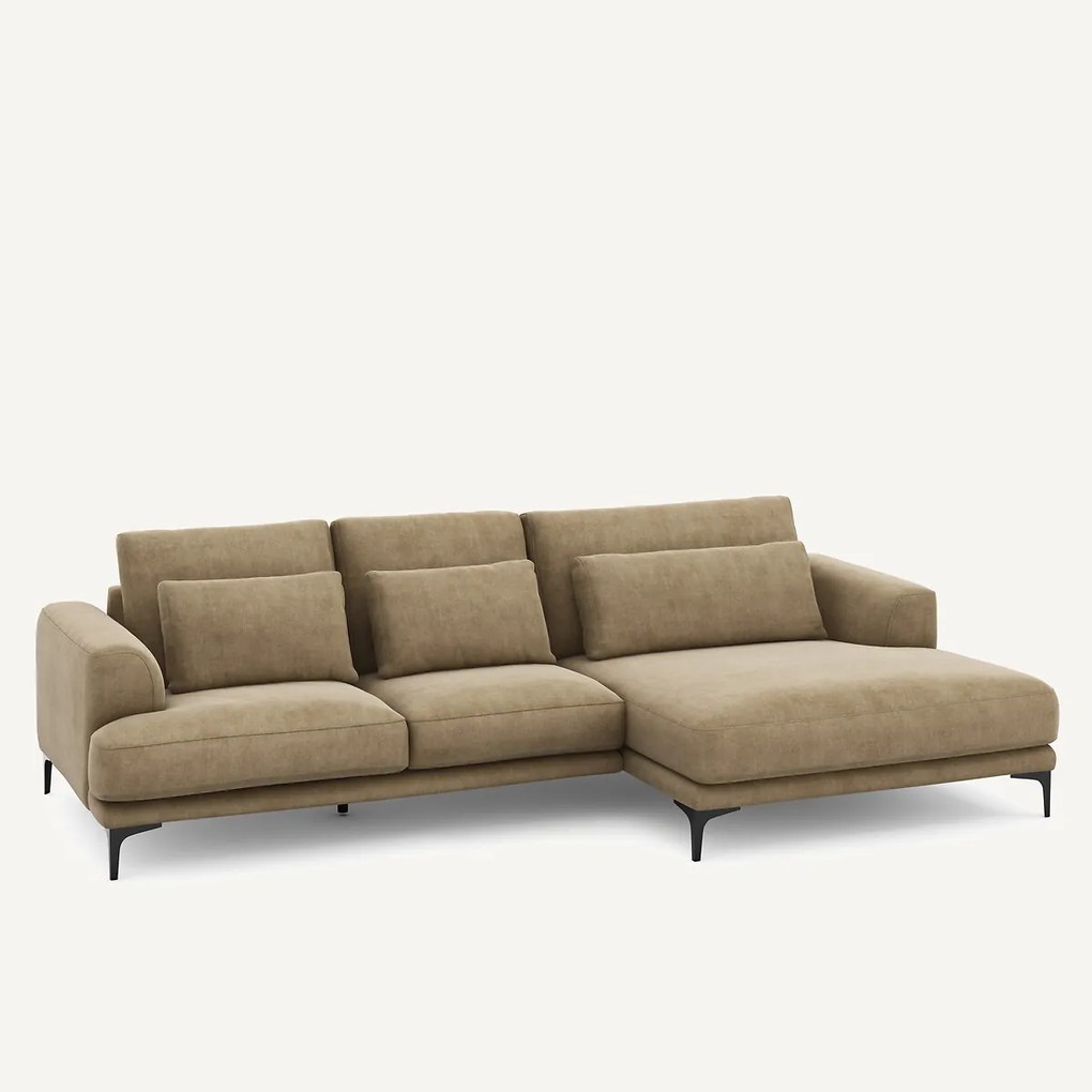 XL longchair met rechterhoek van stonewashed fluweel, MARSILE