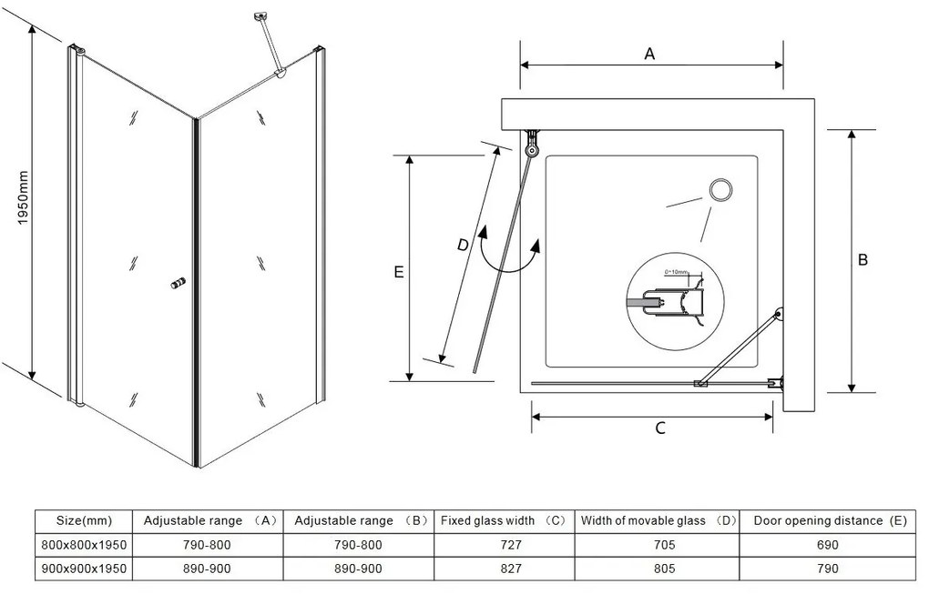 Sanigoods Blinc douchecabine 90x90cm chroom