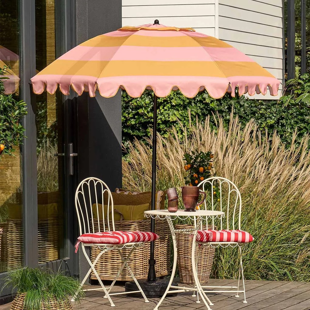 Edelman Jessy stokparasol streep geel - Ø197 x 238 cm