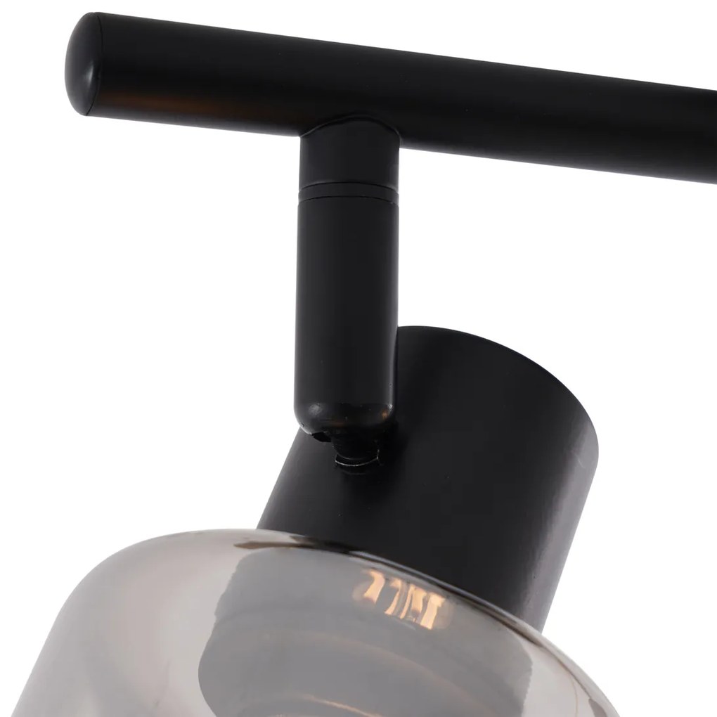 Moderne plafondlamp zwart met smoke glas rond 2-lichts - Cilin Modern E14 Scandinavisch Binnenverlichting Lamp