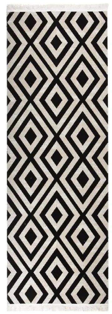 vidaXL Buitenkleed platgeweven 80x250 cm zwart en beige